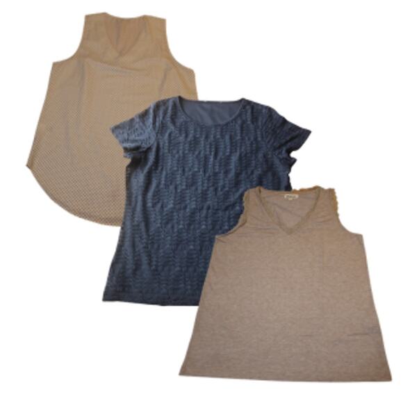 Unbranded Tops - 3PK Neutral Sleeveless Shell Tops Sz L Black Ivory Beige Workwear Basics EUC